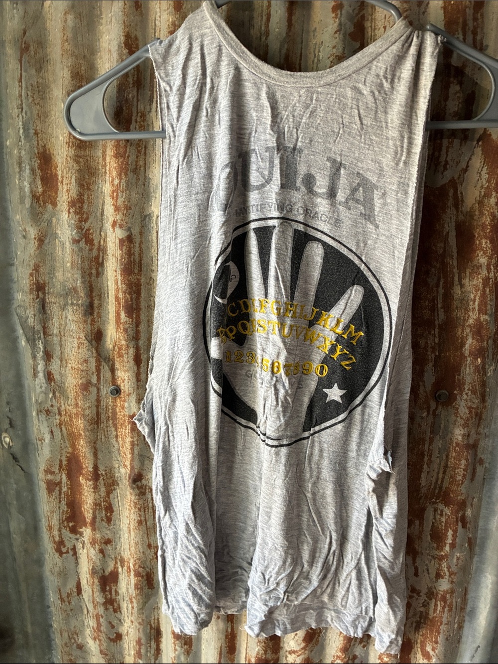 Light Gray Graphic Kids Tank Top with Yellow Accent